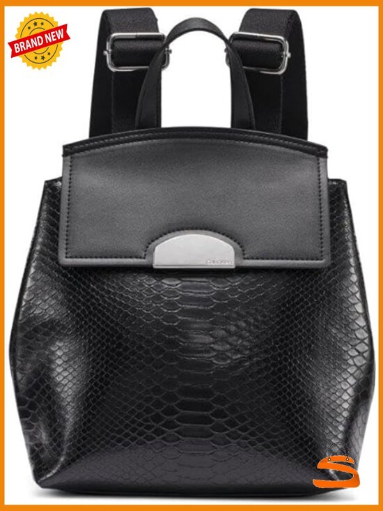 Faux Snake Flap Backpack, Adjustable Straps, 3 Pockets main image 5